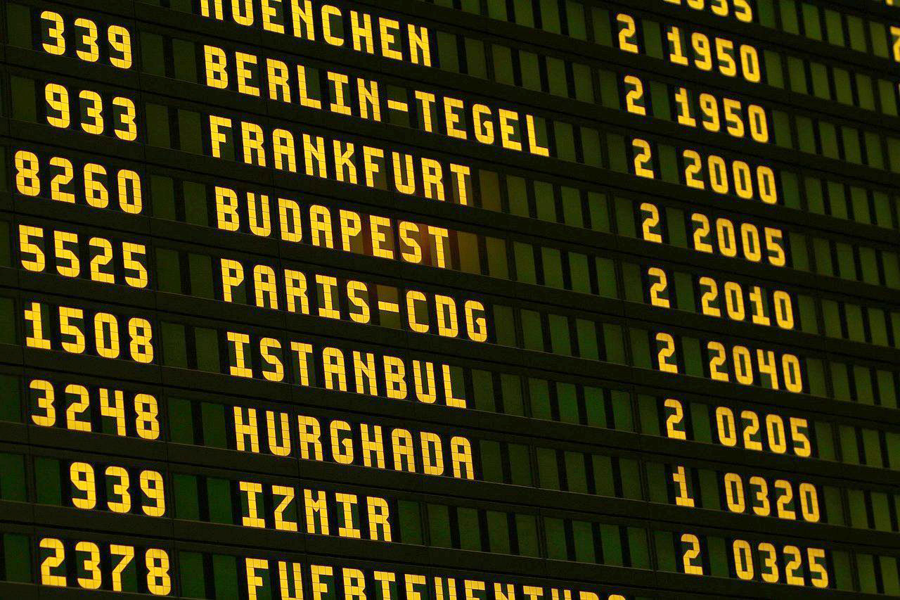Imagem de um Painel de voos do aeroporto