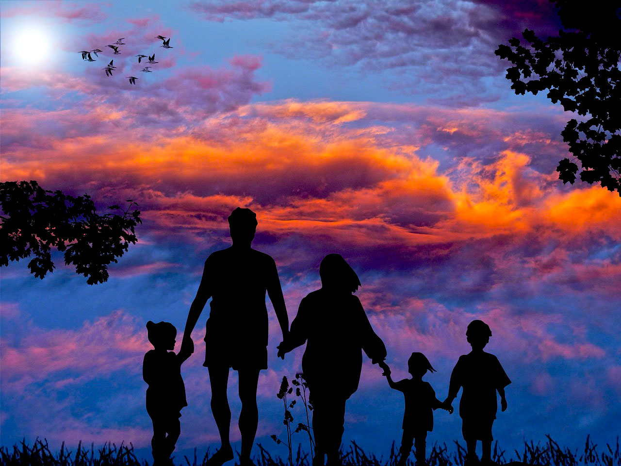 Imagem de uma família passeando