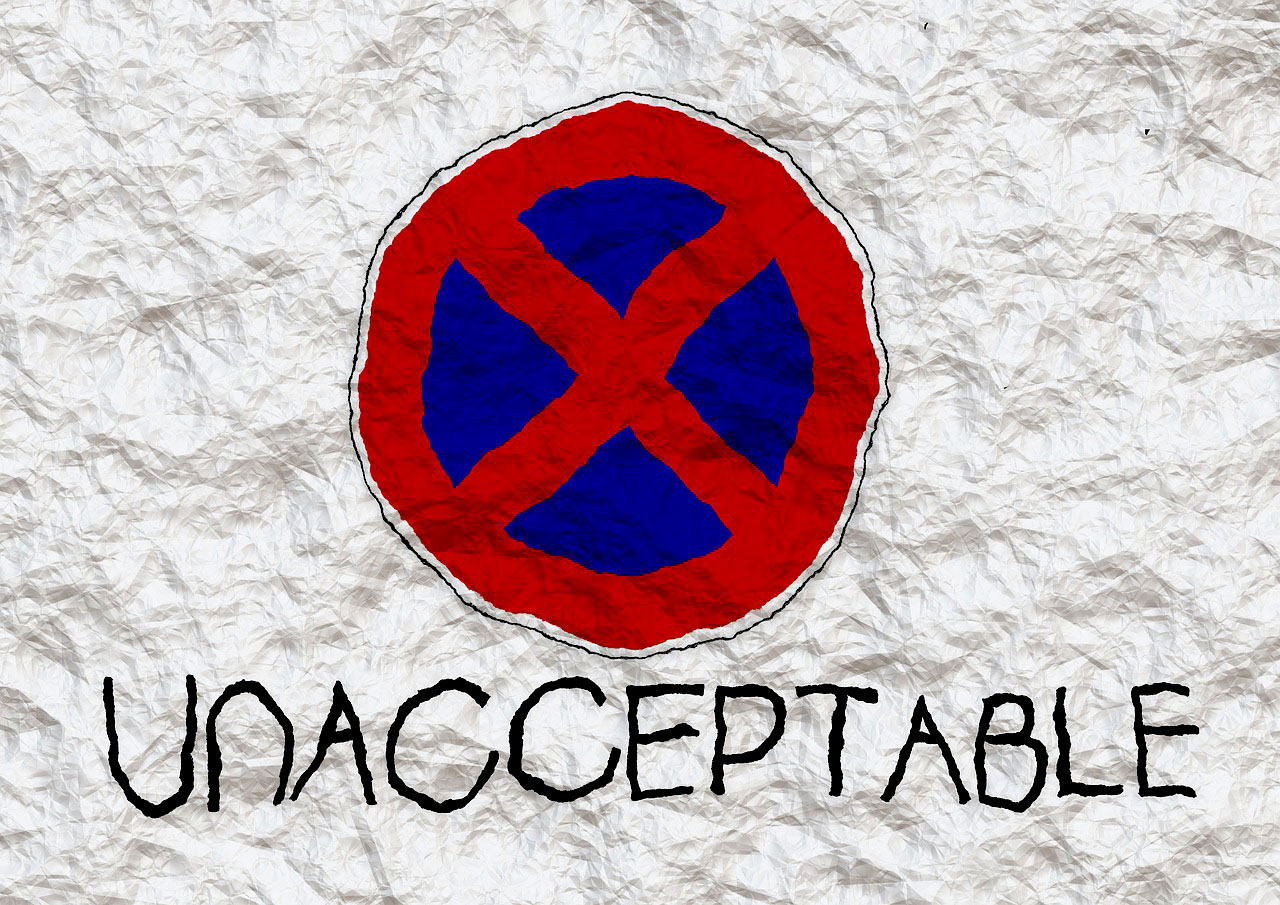 imagem ilustrativa de uma placa escrita "inaceitável''