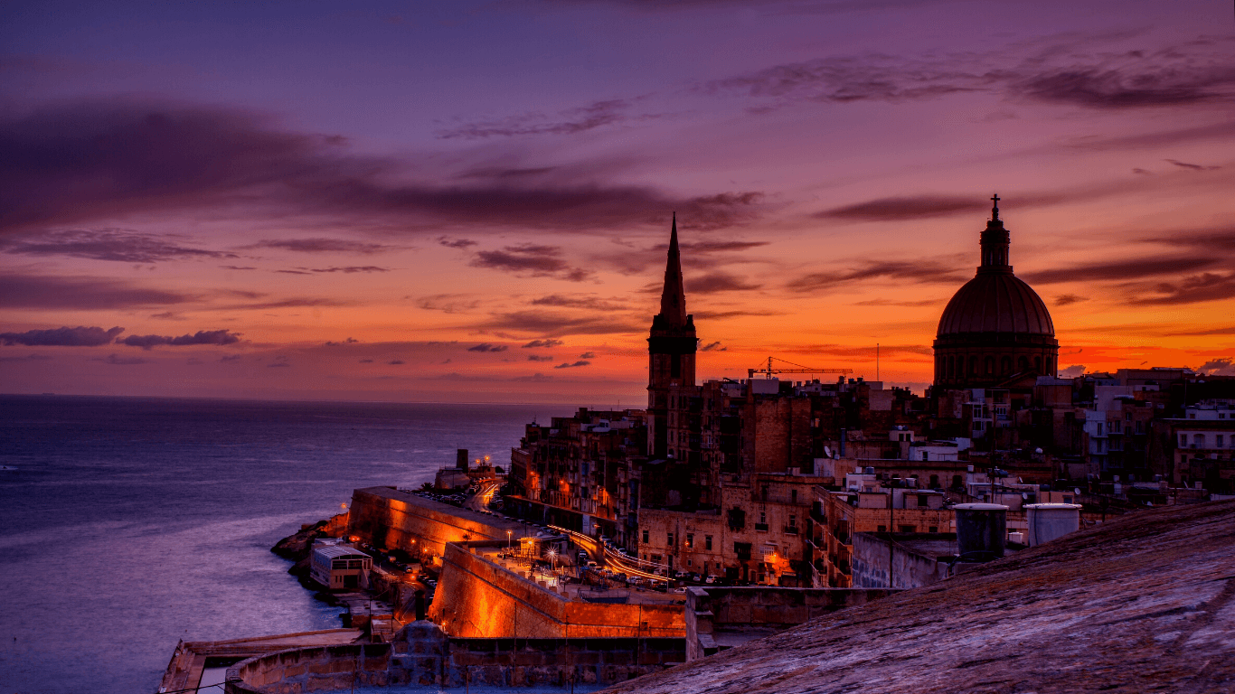 Vista do final de tarde em Malta