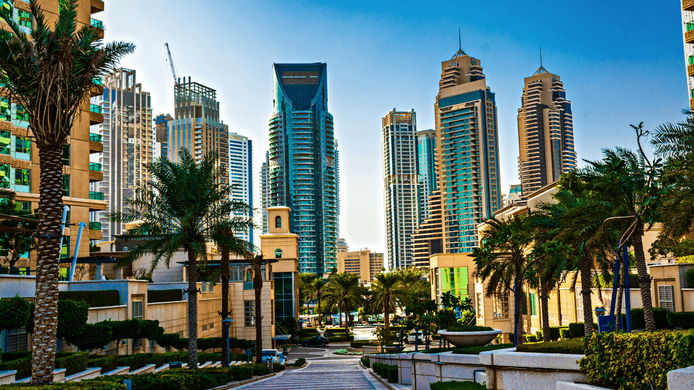 Centro de Dubai com prédios