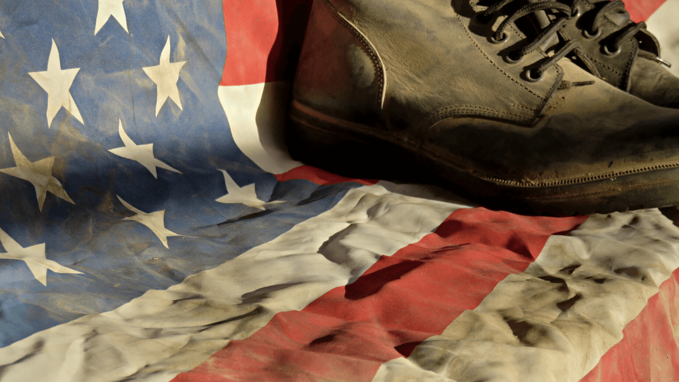 Exército dos Estados Unidos com bandeira e bota
