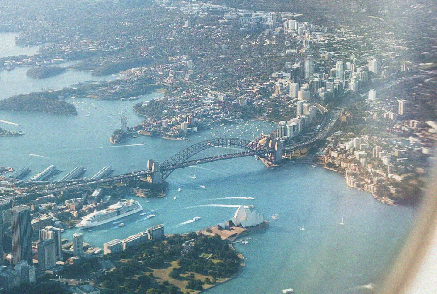 Sydney, Australia, visão de dentro de avião
