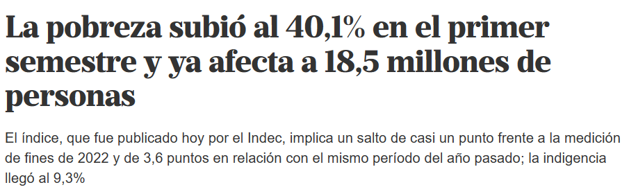 Matéria falando sobre o crescimento da pobreza