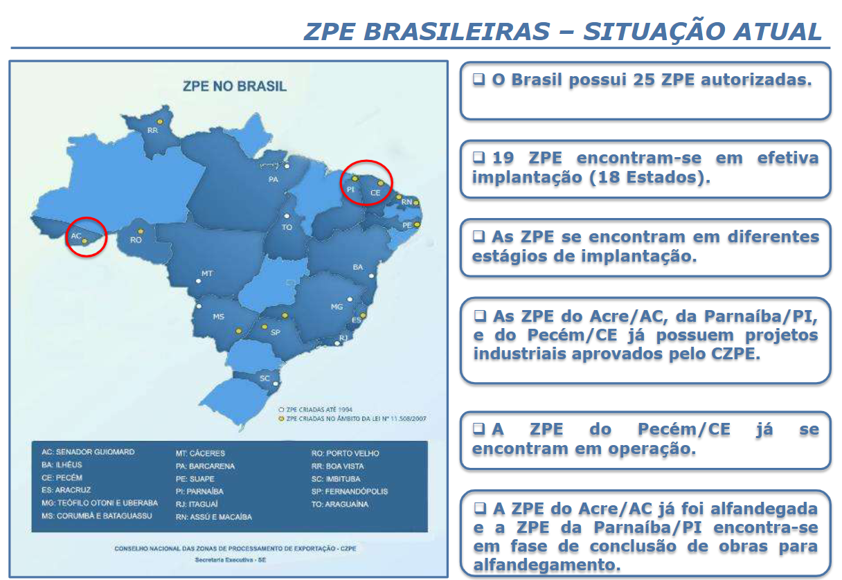 mapa das ZPE brasileiras