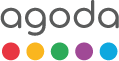 Agoda logo with the word 'agoda' in lowercase gray letters followed by five colored dots in red, orange, yellow, green, and blue.