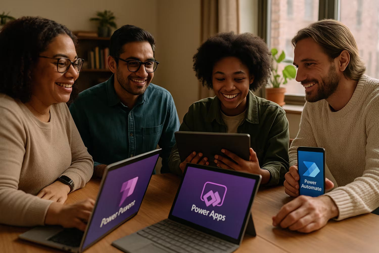 Diverse team exploring Microsoft Power Platform