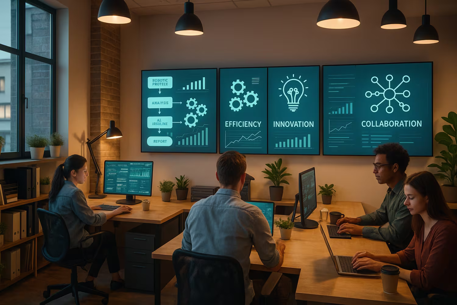 Modern office showcasing computerized services