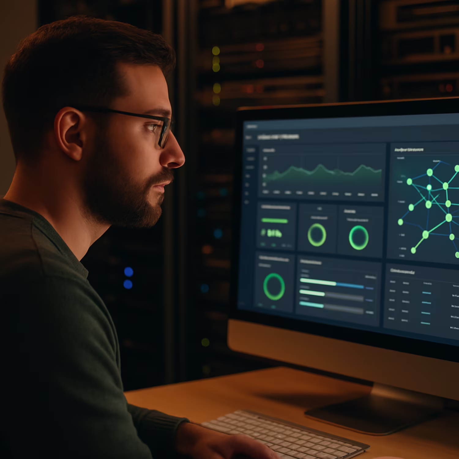 IT specialist proactively monitoring network
