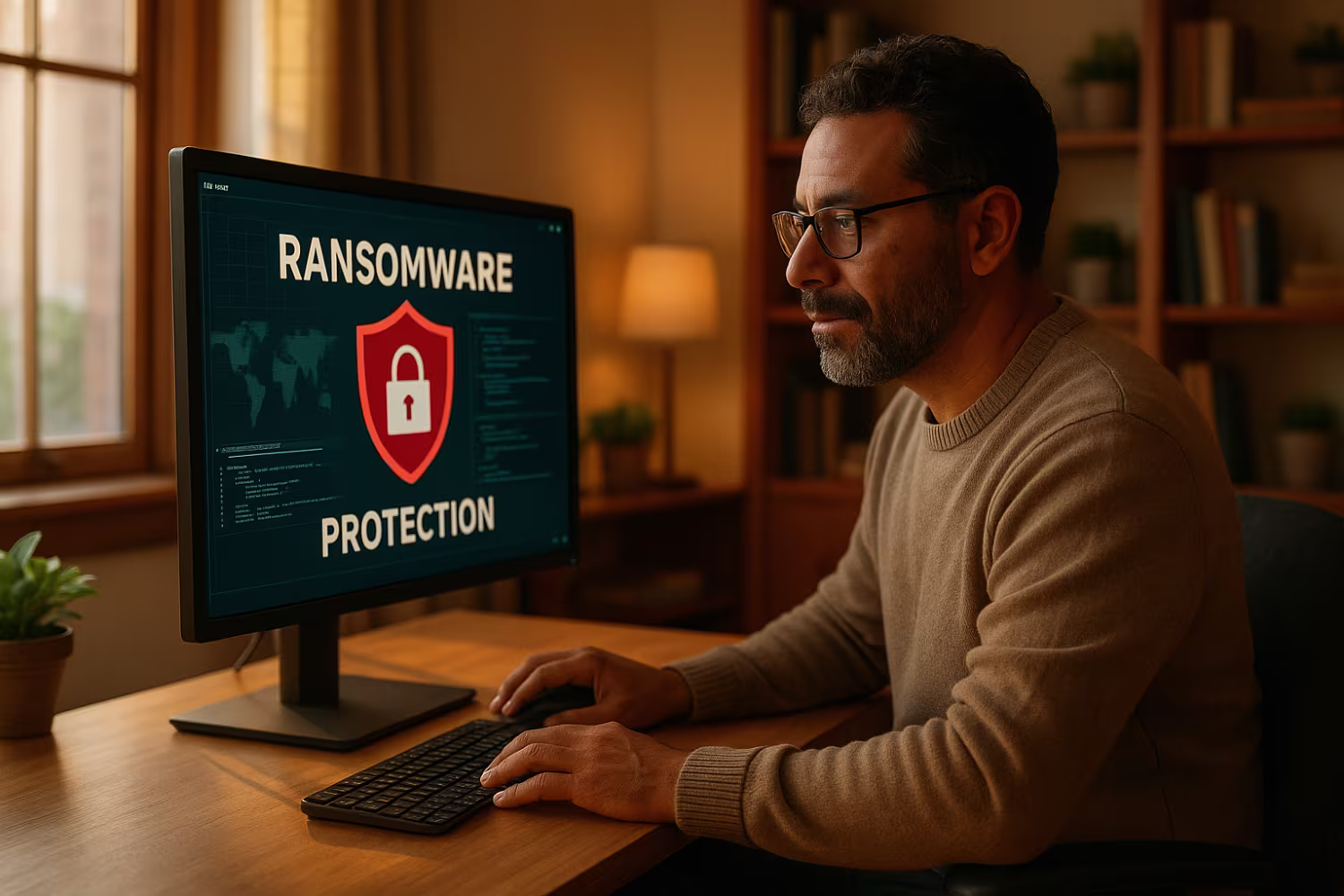 IT professional monitoring ransomware protection