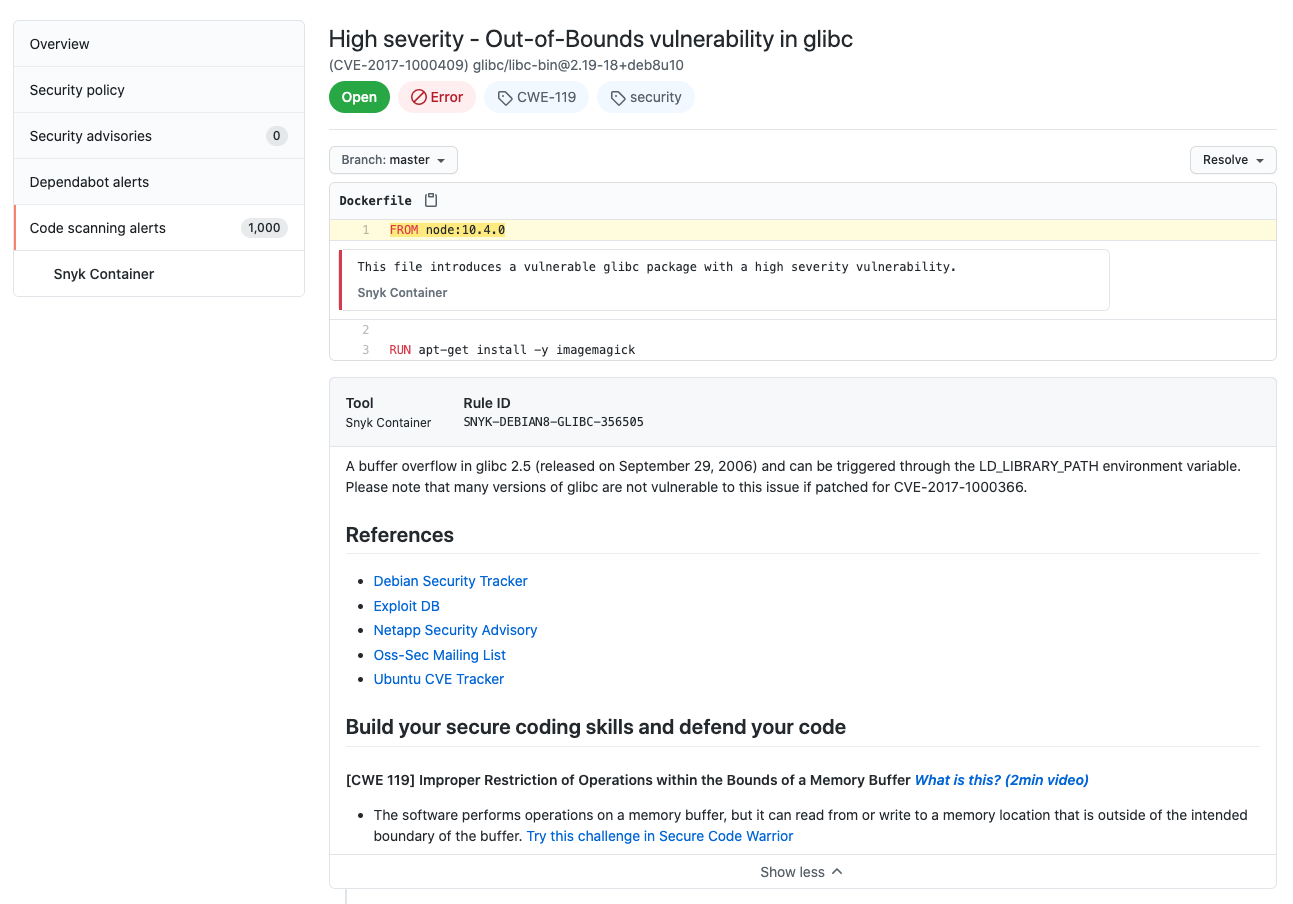 GitHub code scanner