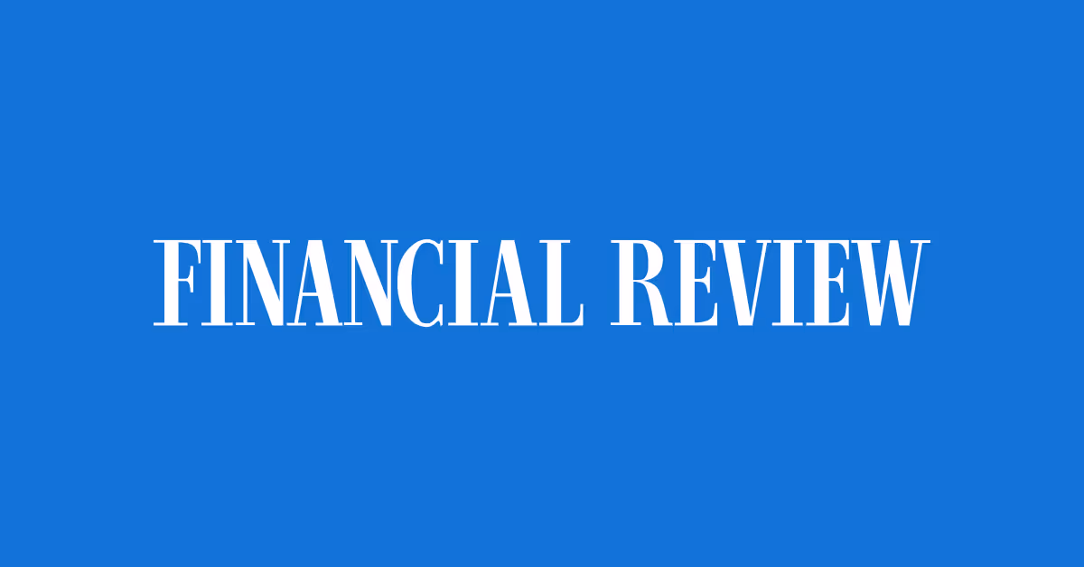 White text reading 'FINANCIAL REVIEW' on a solid blue background.