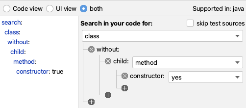 Search for class in code
