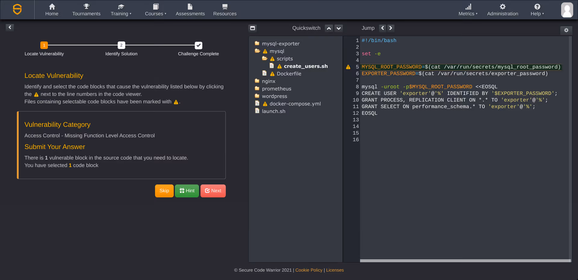 Locate Vulnerability Create Users
