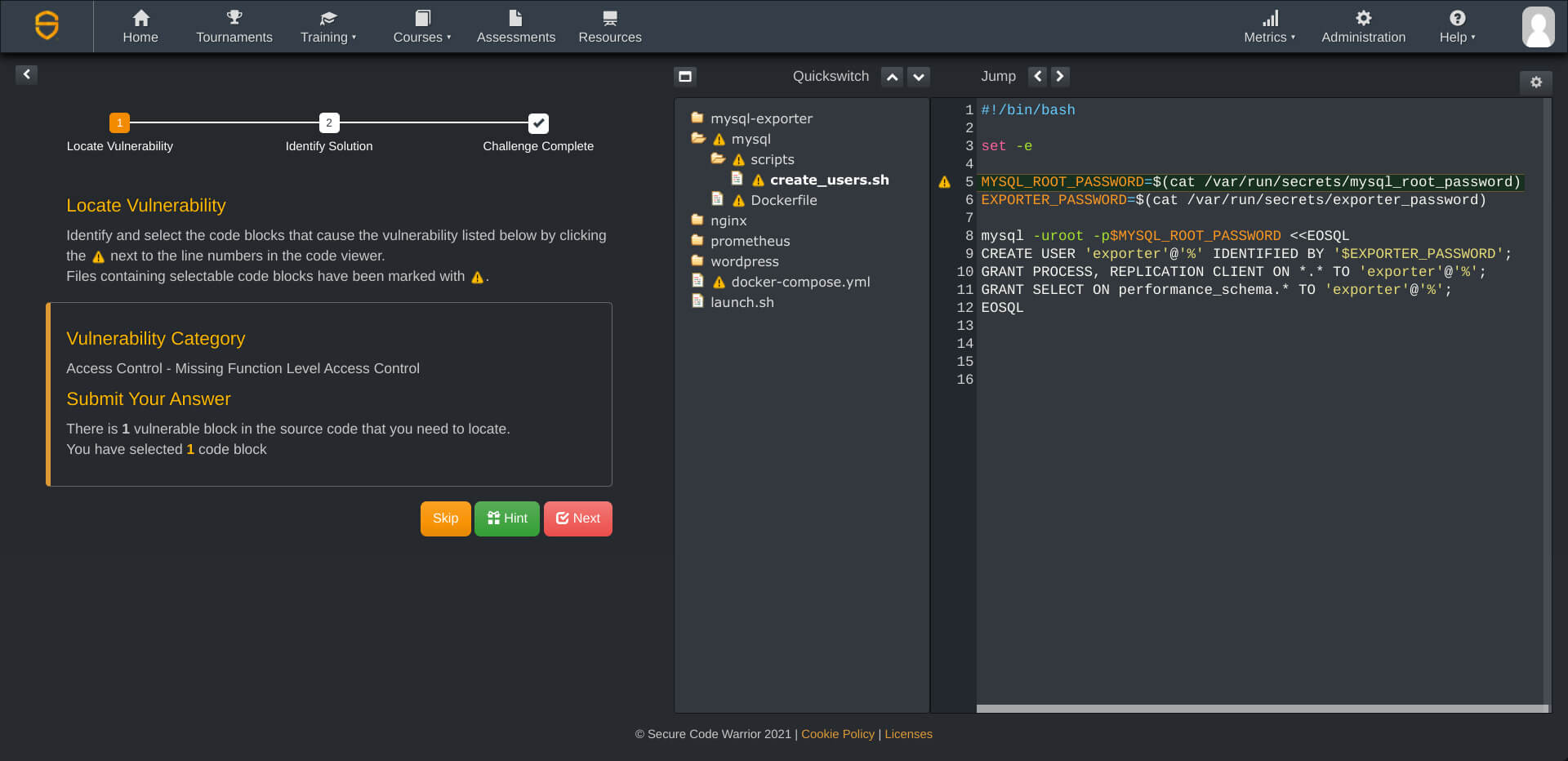 Locate Vulnerability Create Users