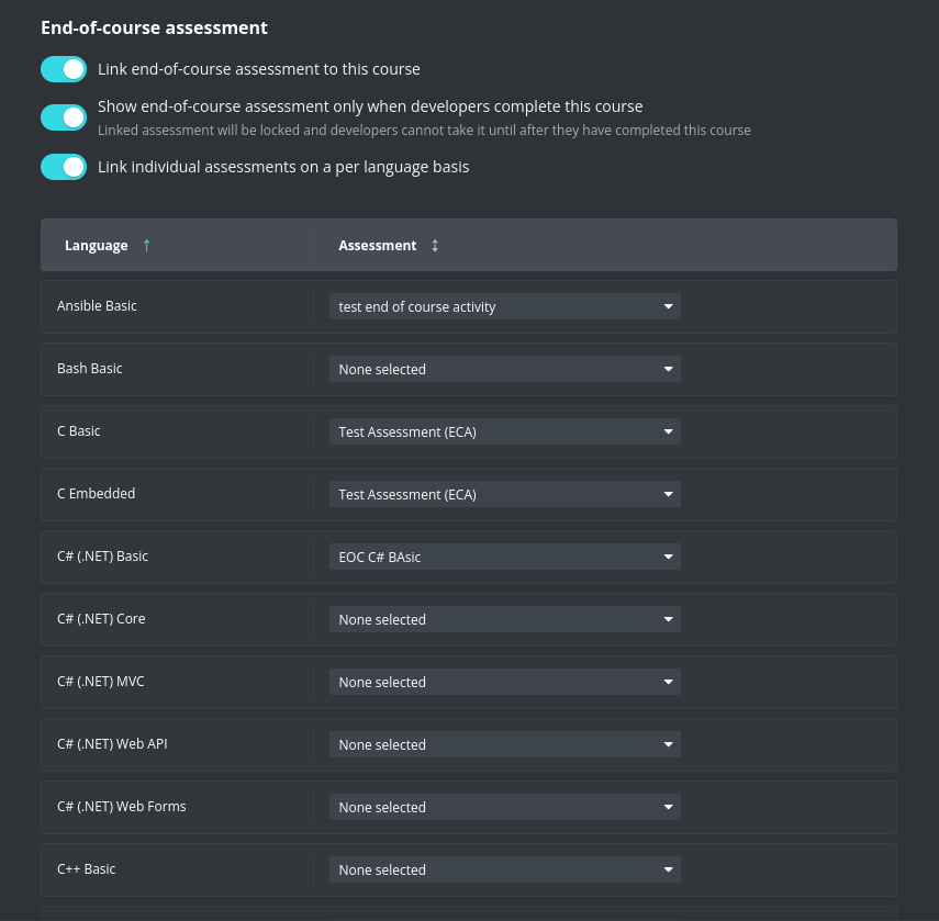 End-of-course assessment pathways.