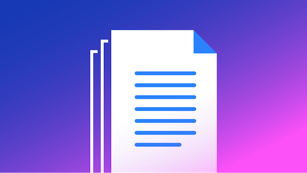 Icon depicting a stack of documents against a blue-to-magenta gradient background