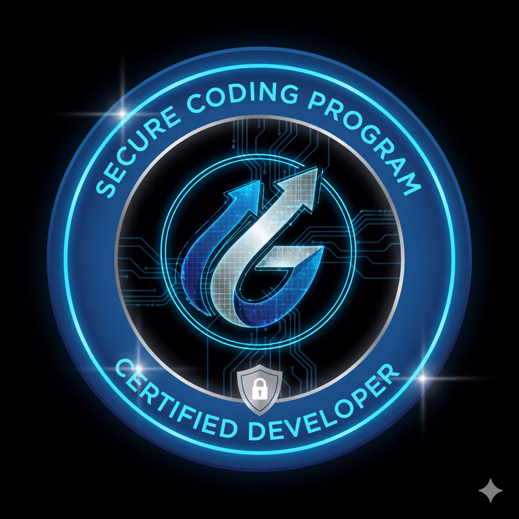 Tron-themed neon Secure Coding Program Certified Developer badge