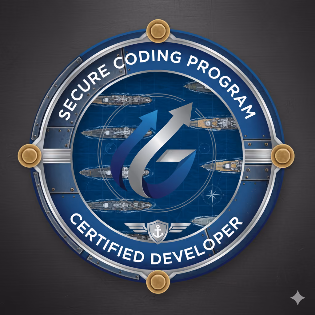Battleship-themed Secure Coding Program Certified Developer badge
