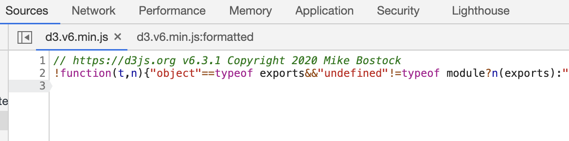 D3 V6 Source Panel in Chrome Web Browser