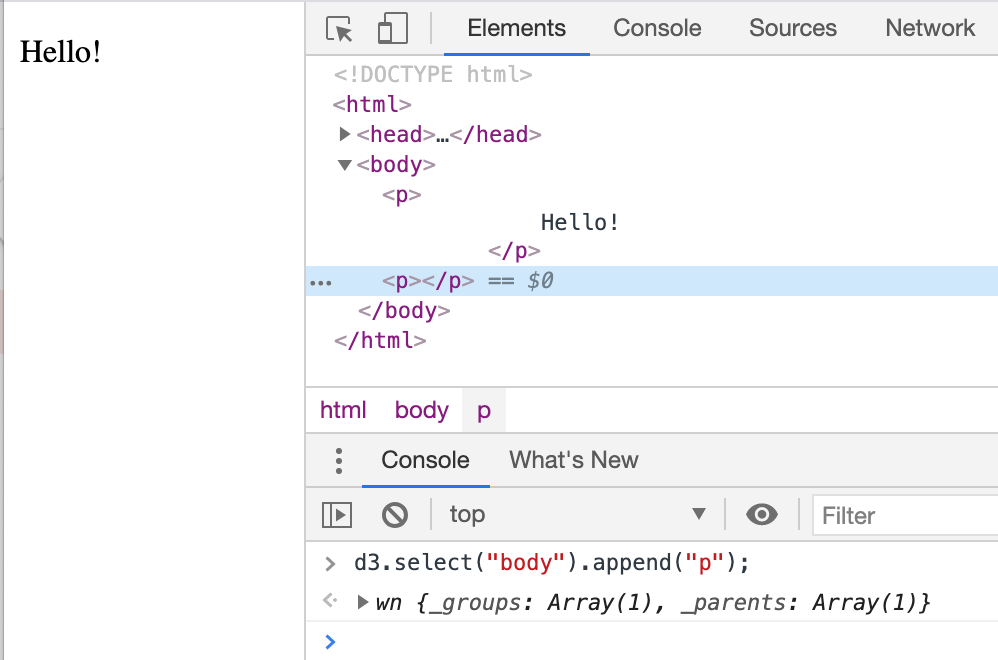 Add D3.js HTML Paragraph Element