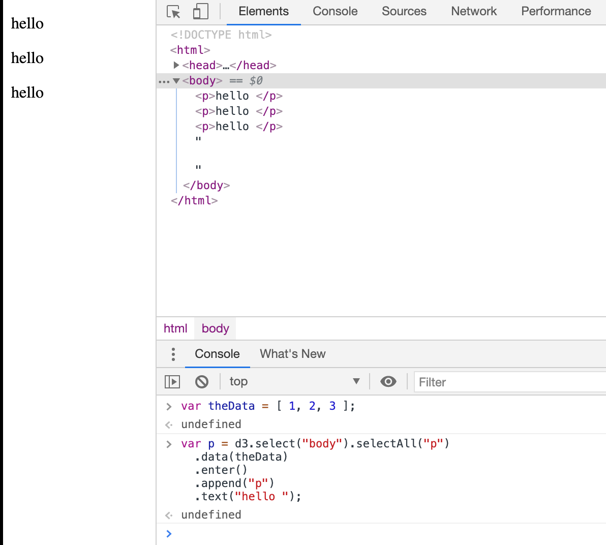 Use D3.js to Bind Data To Paragraph DOM Elements