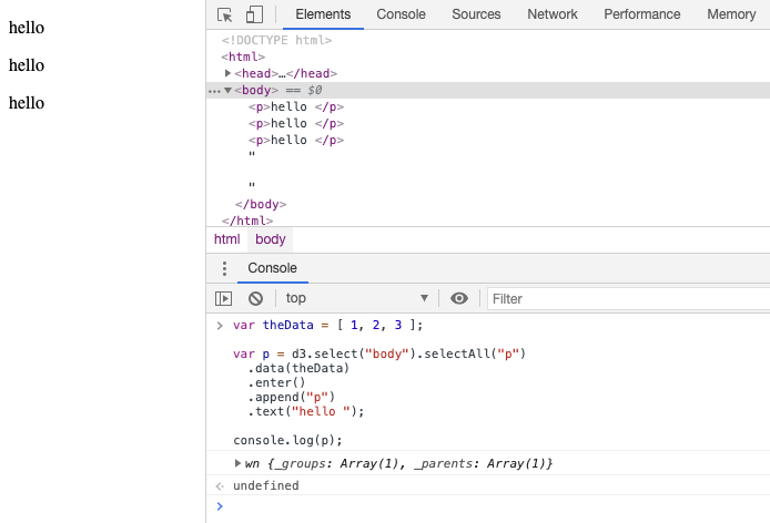 Data Bound to HTML Paragraph Elements Using D3.js v6