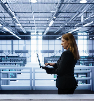 Woman in a data center
