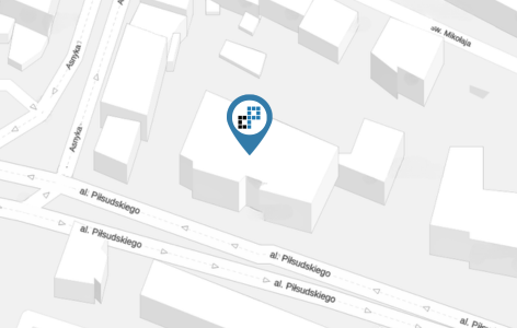 Mapa z zaznaczoną lokalizacją biura w Rzeszowie przy al. Józefa Piłsudskiego