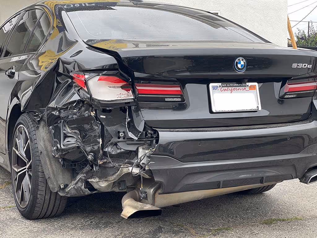 BMW rear end collision damage