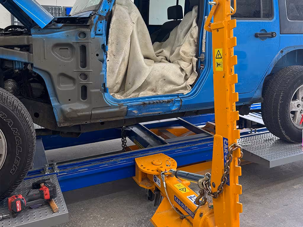 Jeep Wrangler On a frame fetting repaired