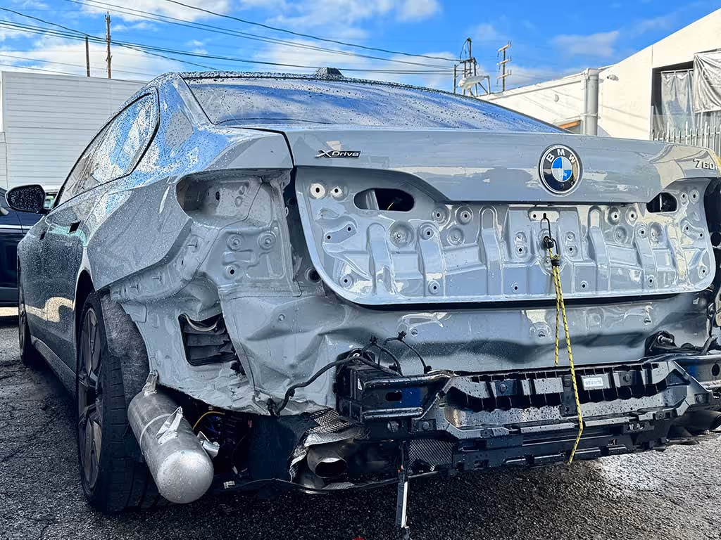  BMW 760i rear end damage
