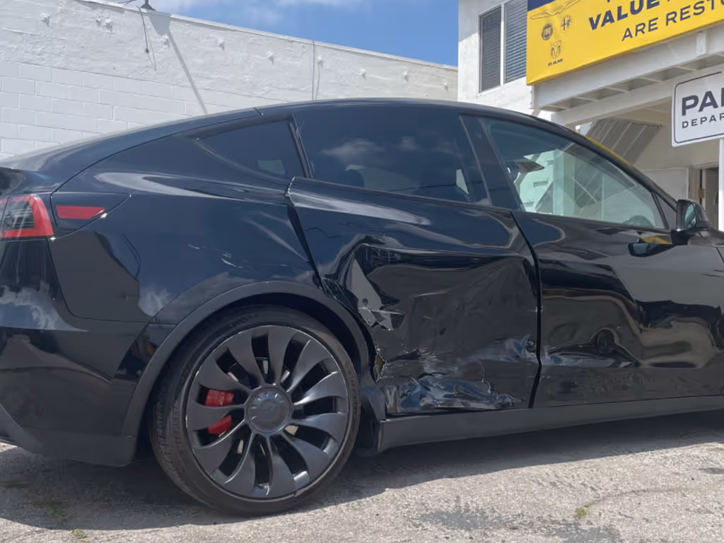 Tesla Model Y Side Collision Damages