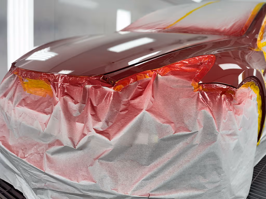 Tesla Model Y in Paintbooth getting new paint job