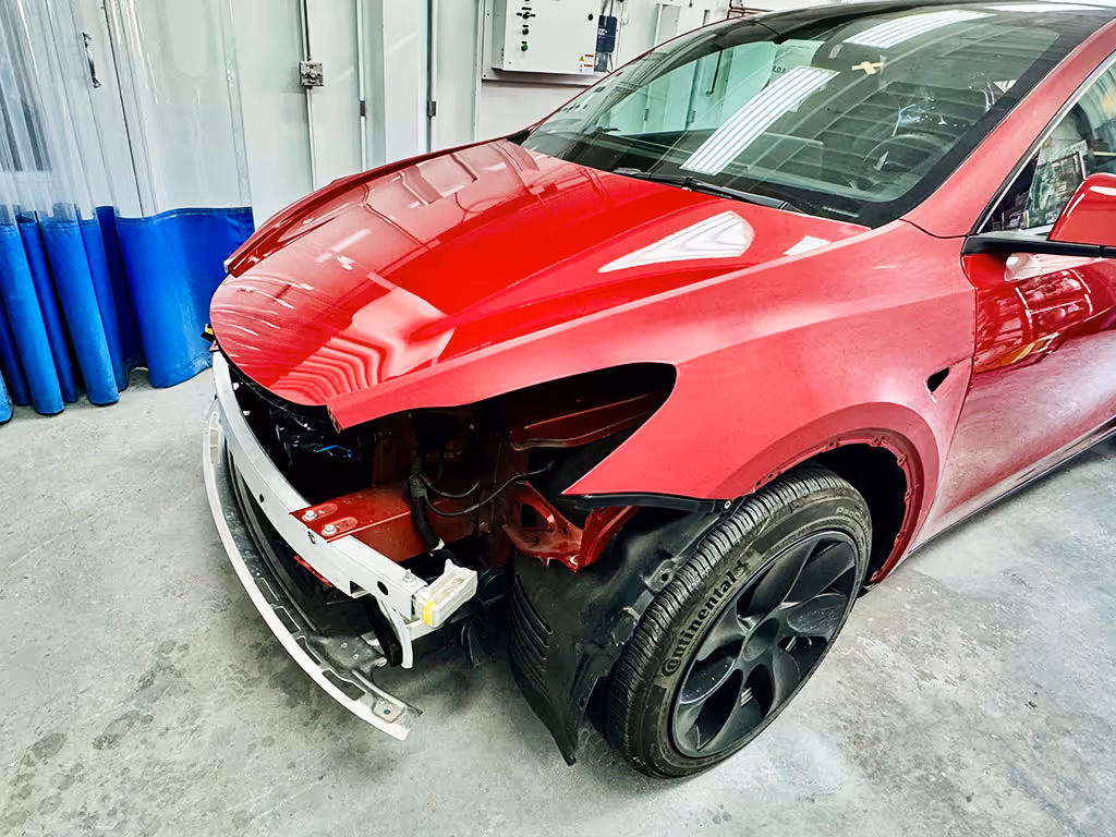 Tesla model Y getting prepped
