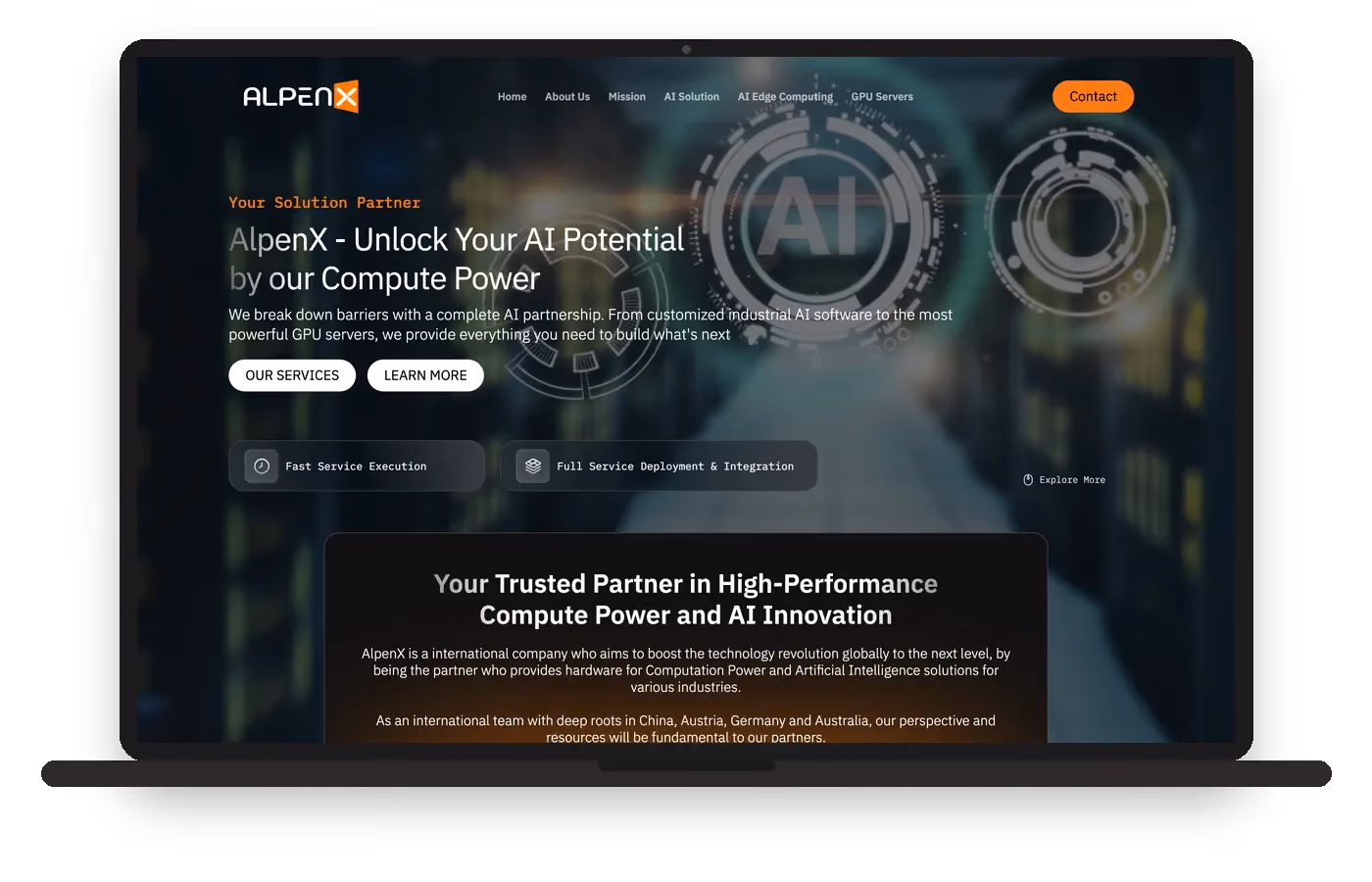 AlpenX Website Screenshot