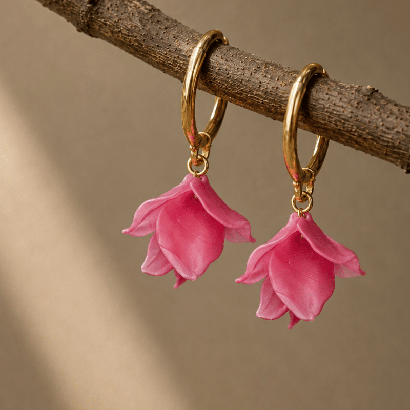 Hot Pink Summer Petal Hoops
