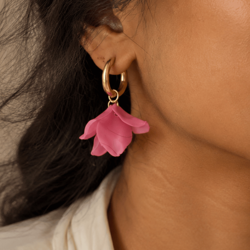 Hot Pink Summer Petal Hoops