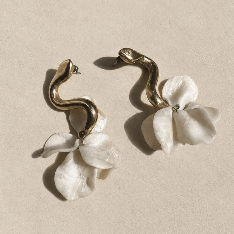 Wild Bloom Pearl Bronze Earrings