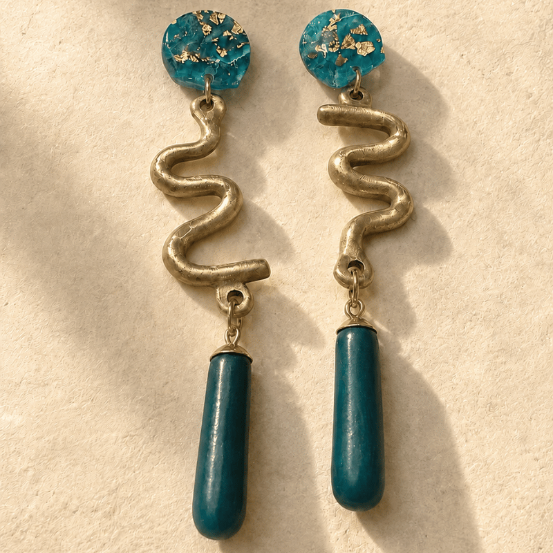Twists and Turns Teal Earrings