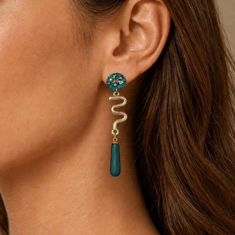 Twists and Turns Teal Earrings