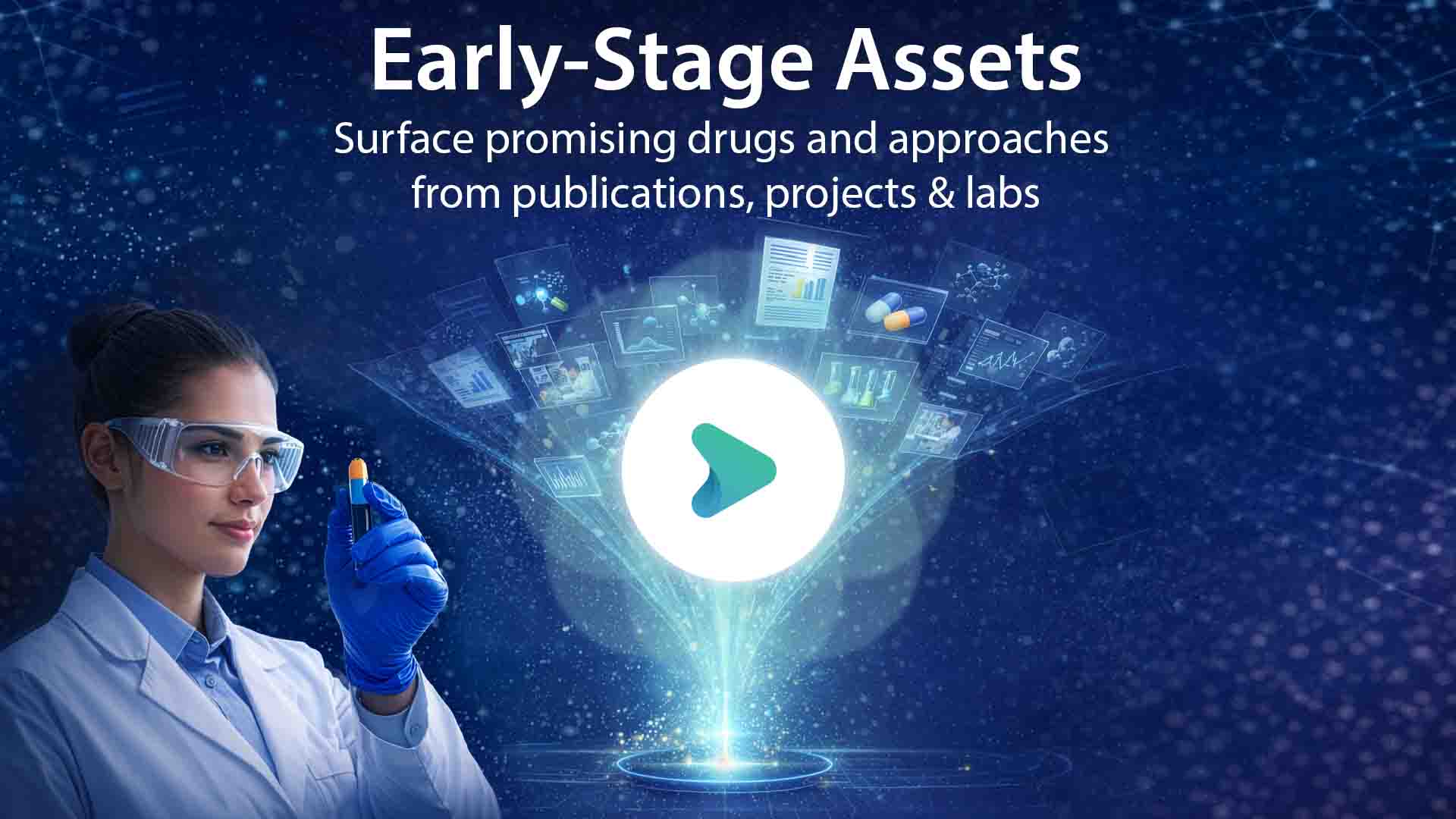An AcademicLabs demo video showing how to landscape early-stage assets via emerging scientific evidence