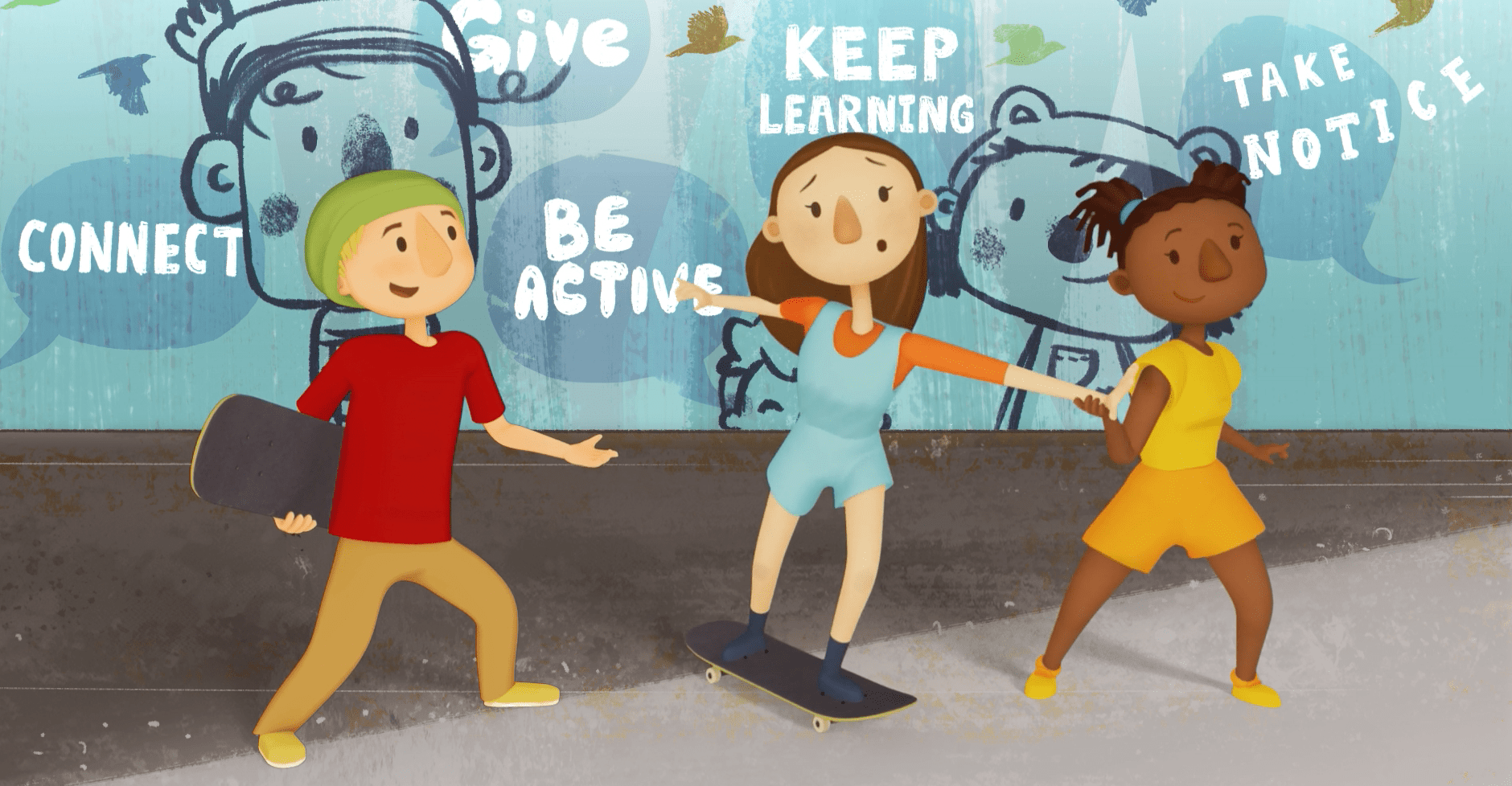 animated skateboarders