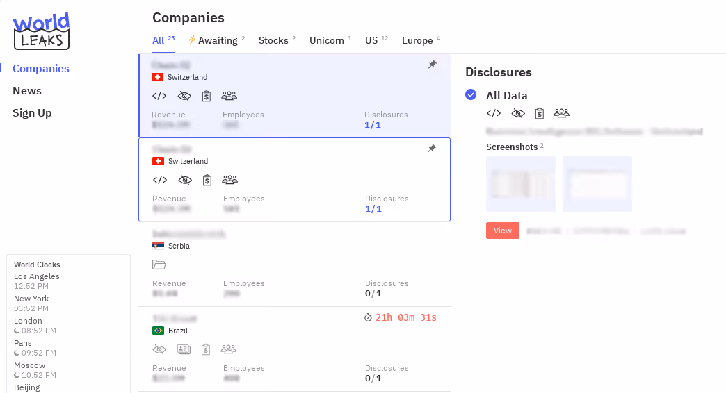 Image showing the date leak website for World Leaks. 