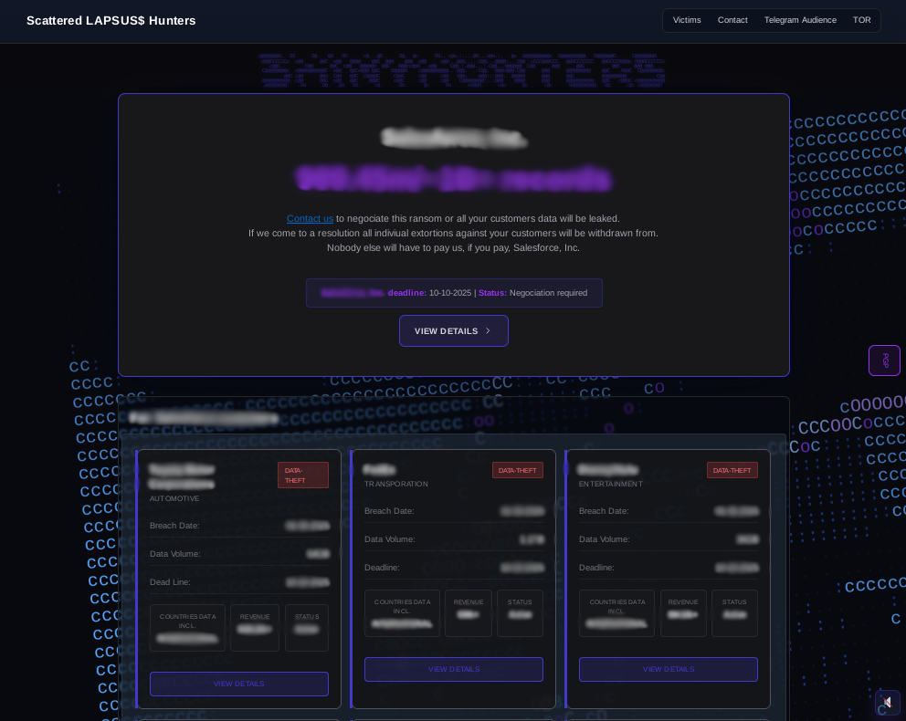 Image of the Scattered LAPSUS$ Hunters data leak site.