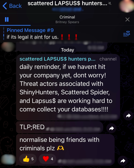 Image from the Scattered LAPSUS$ Humters Telegram feed.