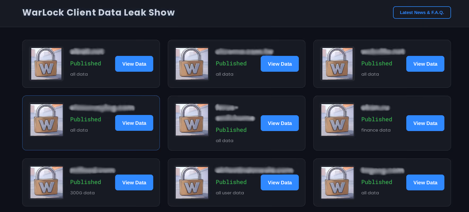 Image of Warlock Data Leak site.
