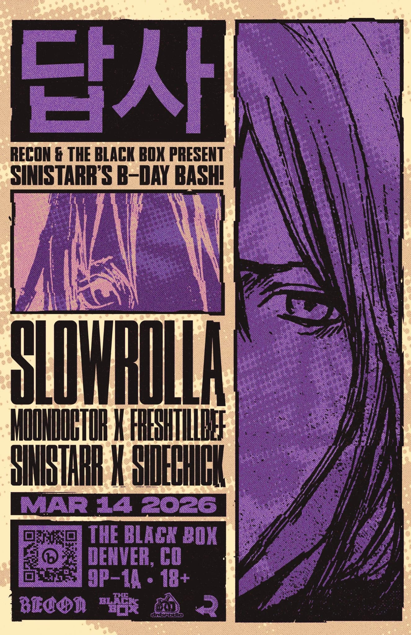 The Black Box & Recon present: Slowrolla w/ Moondoctor x Freshtilldef, Sinistarr x Sidechick (360 Event)
