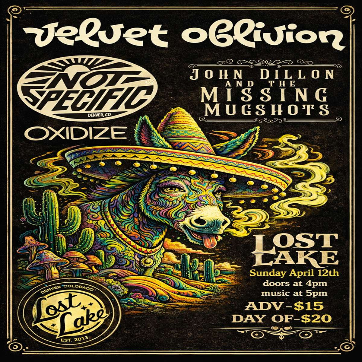 Velvet Oblivion w/ Not Specific, John Dillon & The Missing Mugshots + Oxidize