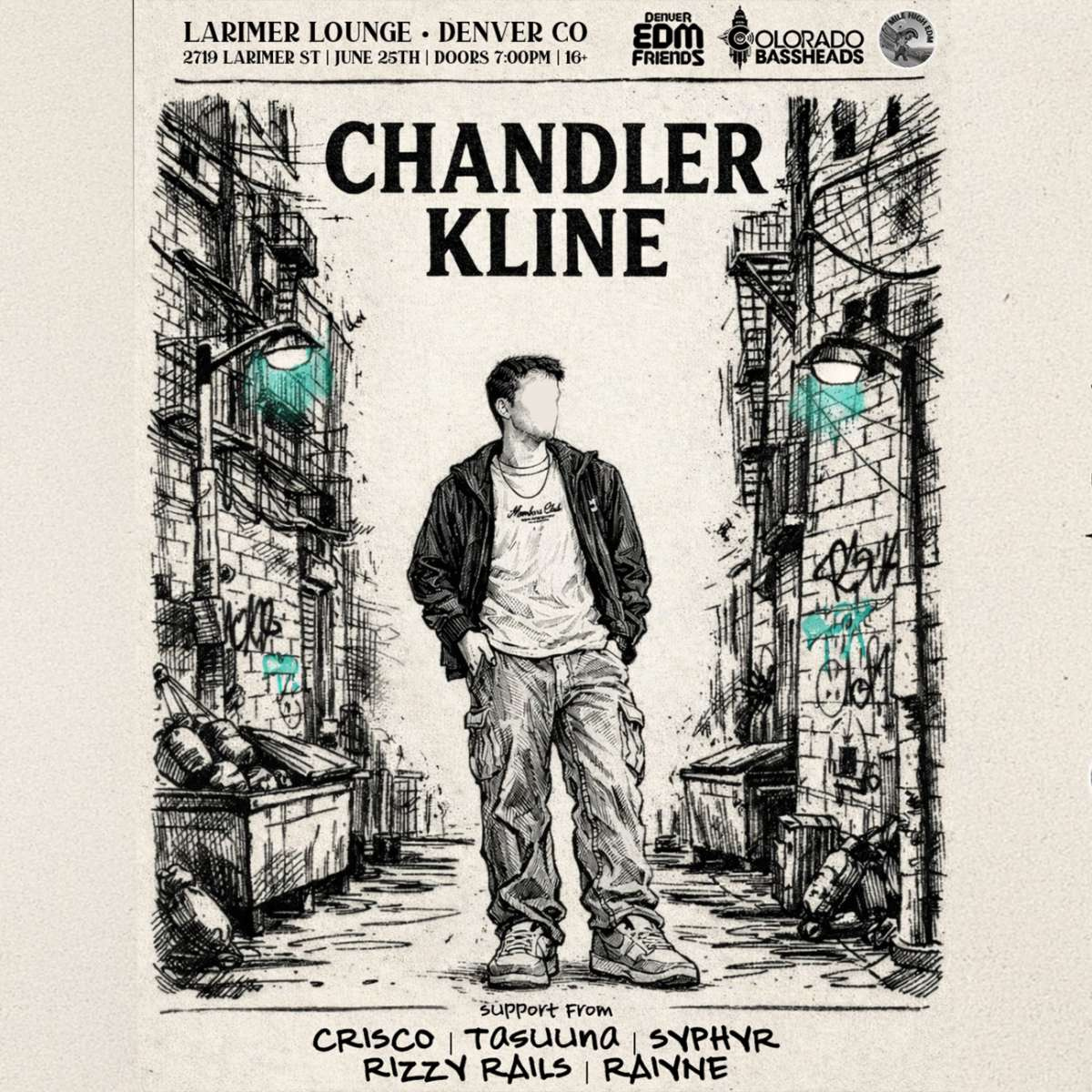 Chandler Kline w/ Crisco, Tasuuna, Syphyr, Rizzy Rails + Raiyne
